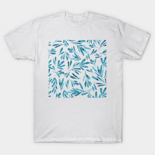 Light Blue Leaf Pattern T-Shirt